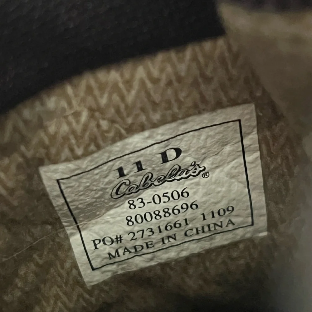 Cabela’s Men’s Brown Dry-Plus Thinsulate Insulation Heavy Duty Work Boots 11 D